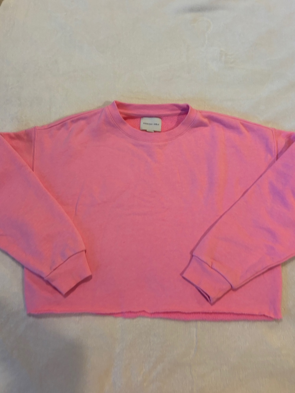 American Eagle Pink Cropped Crewneck Sweatshirt